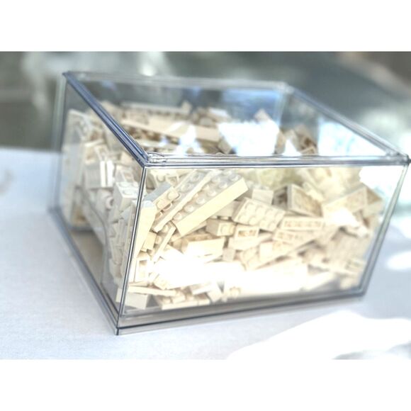Cream White Legos In New Stackable Clear Acrylc Box SZ 7.5"D x 6"W x 4.4"H Mixed - Picture 7 of 8